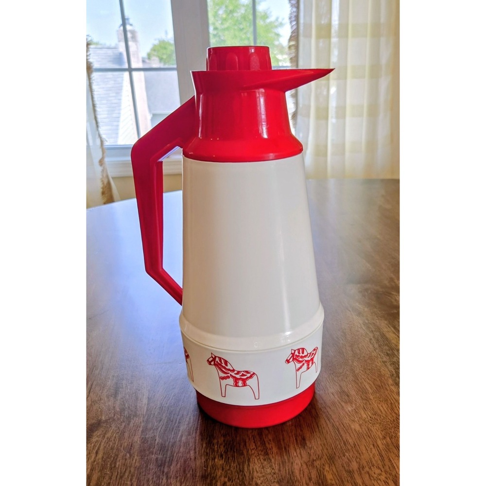 Berggren Swedish Dala Häst Insulated Coffee Pitcher Plastic Carafe - VTG & RARE